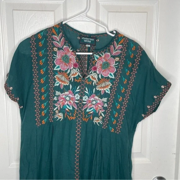Johnny Was Floral Embroidered Bohemian Peasant Festival Mini Dress XS - Picture 3 of 14